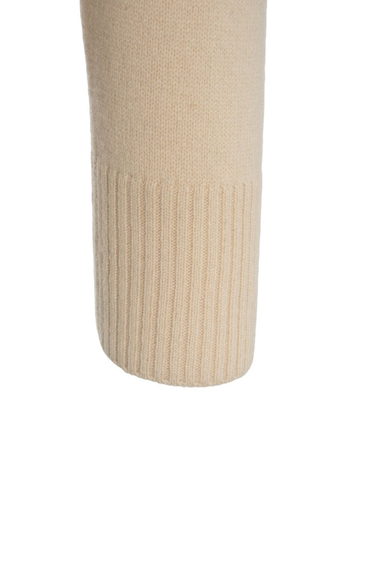 Paolo Pecora Beige Virgin Wool Turtleneck Sweater With Ribbed Detailing