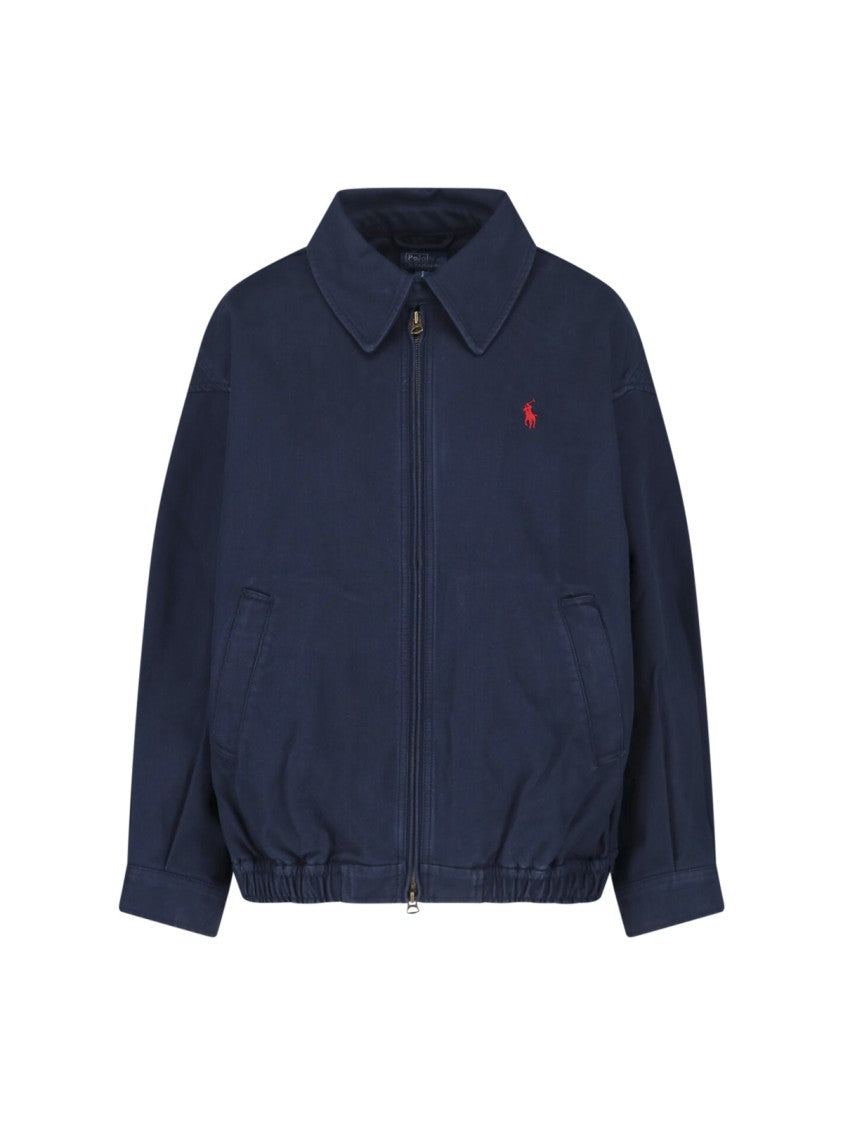 Polo Ralph Lauren Blue Embroidered Cotton Zip Jacket