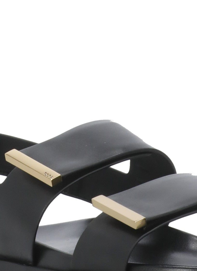 Tod's Black Leather Sandals