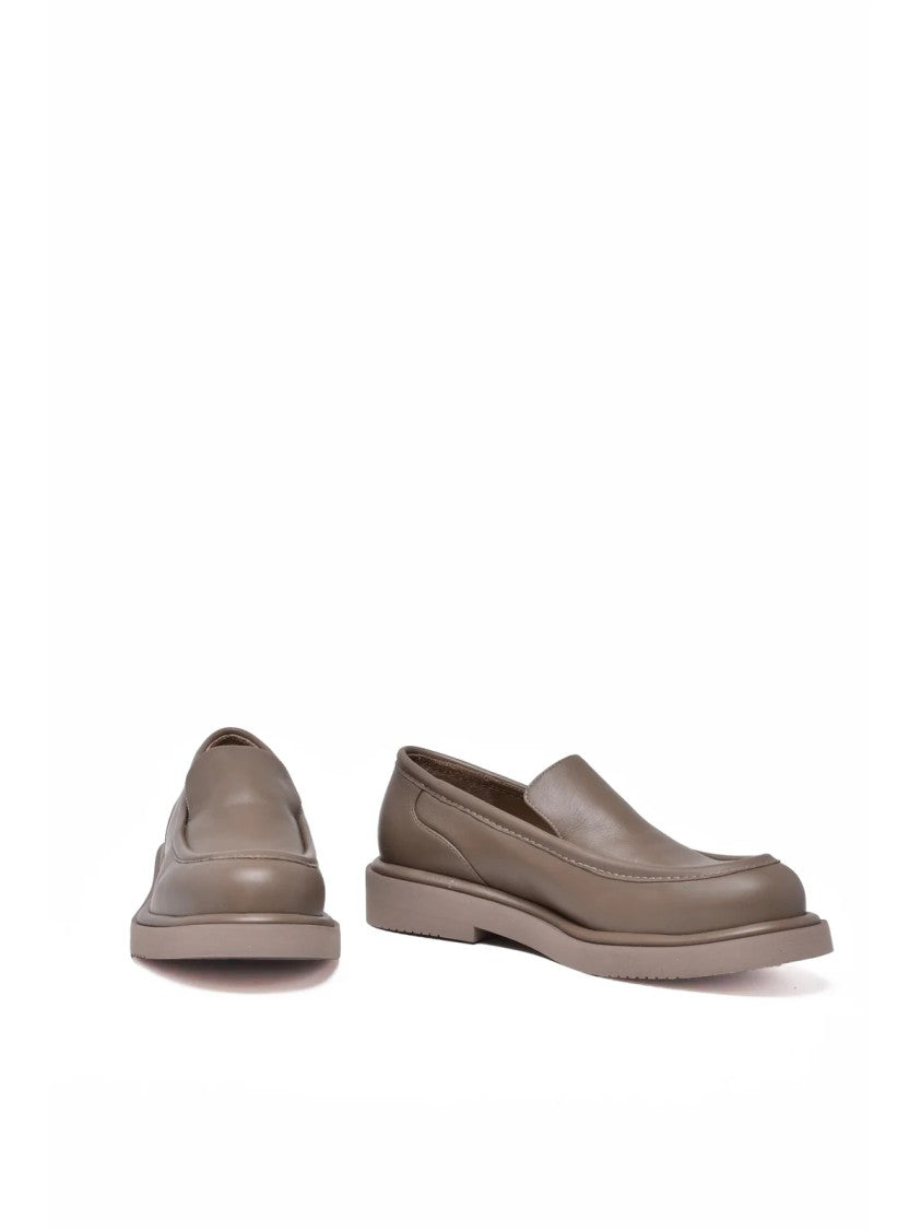 Paloma Barceló Taupe Leather Classic Loafers