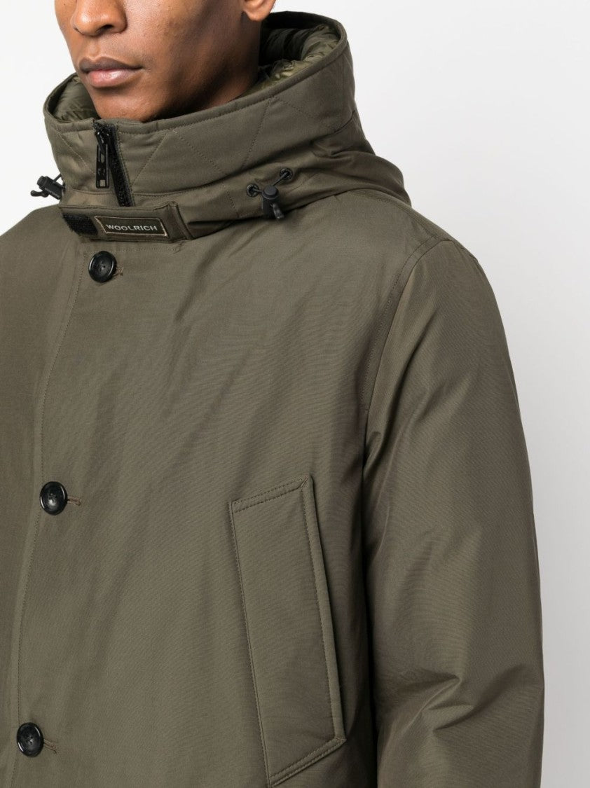 Woolrich Feather Down Padded Parka With Concealed Hood