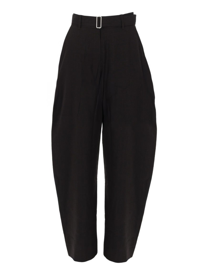 Studio Nicholson Neutrals High Waist Buckle Wide-Leg Pants