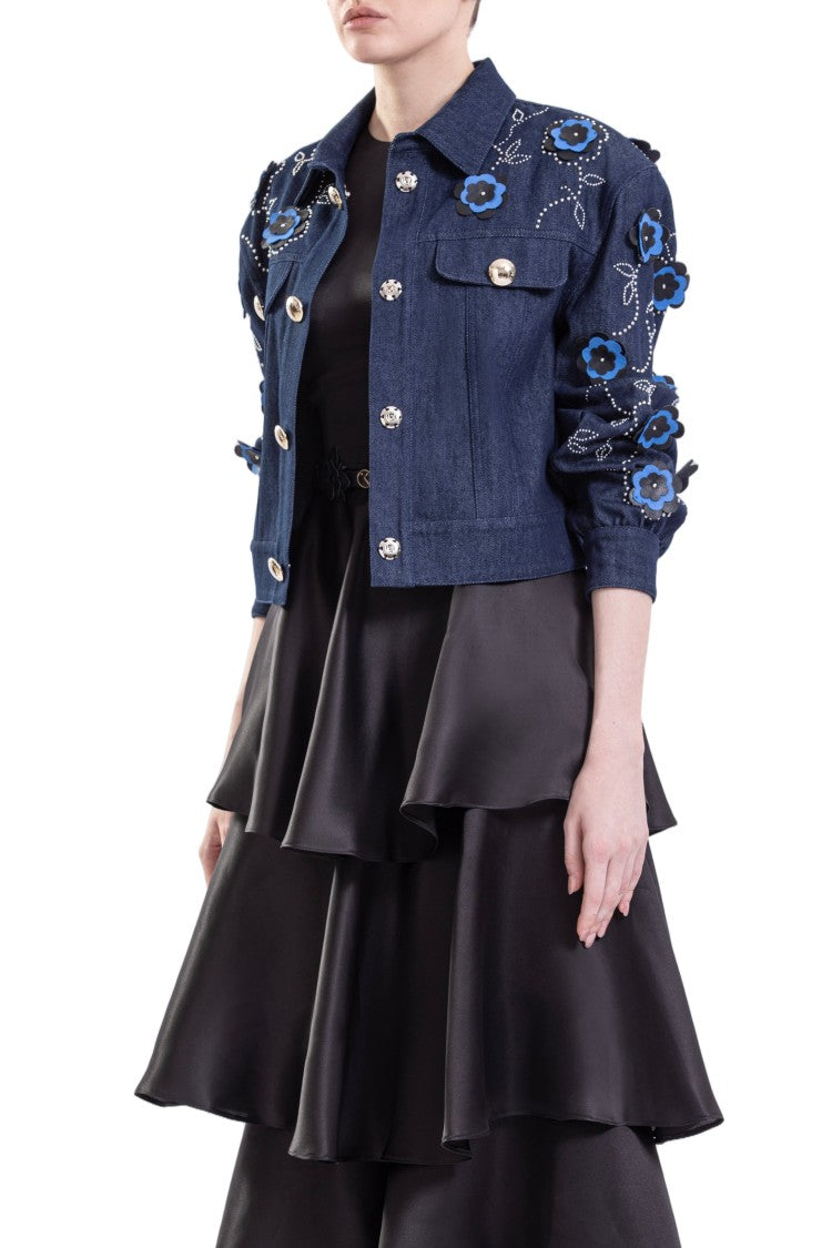 Saiid Kobeisy Denim Jacket And Ruffled Dress
