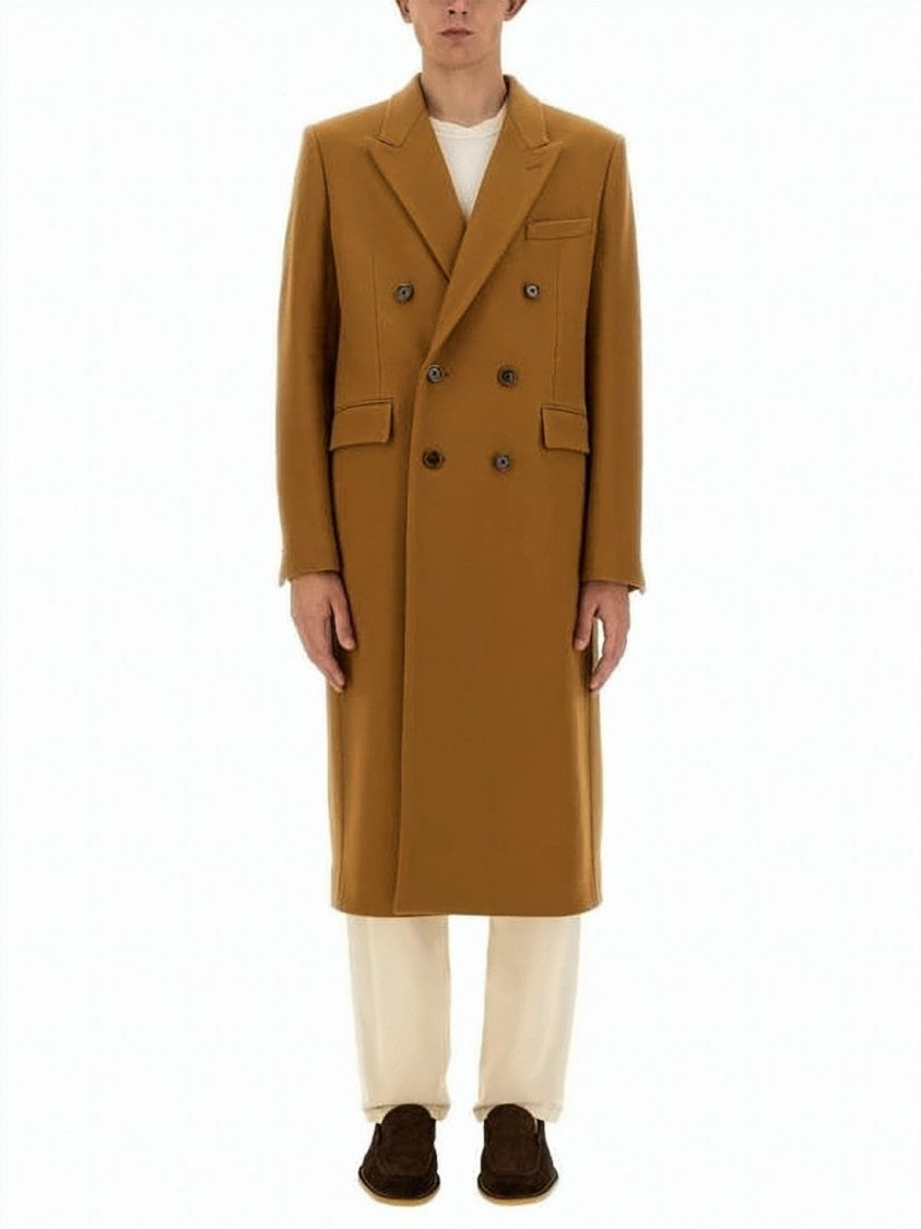 Lardini Double-Breasted Long Coat With Structured Silhouette And Wide Lapels