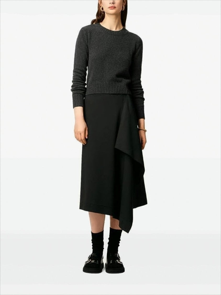 Ami Cropped Grey Cashmere And Wool Sweater