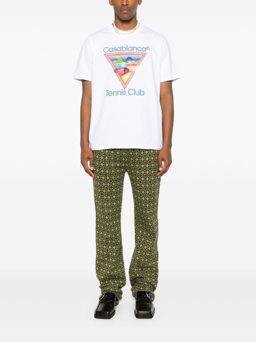 Casablanca Crew Neck T-Shirt With Logo Print And Relaxed Fit