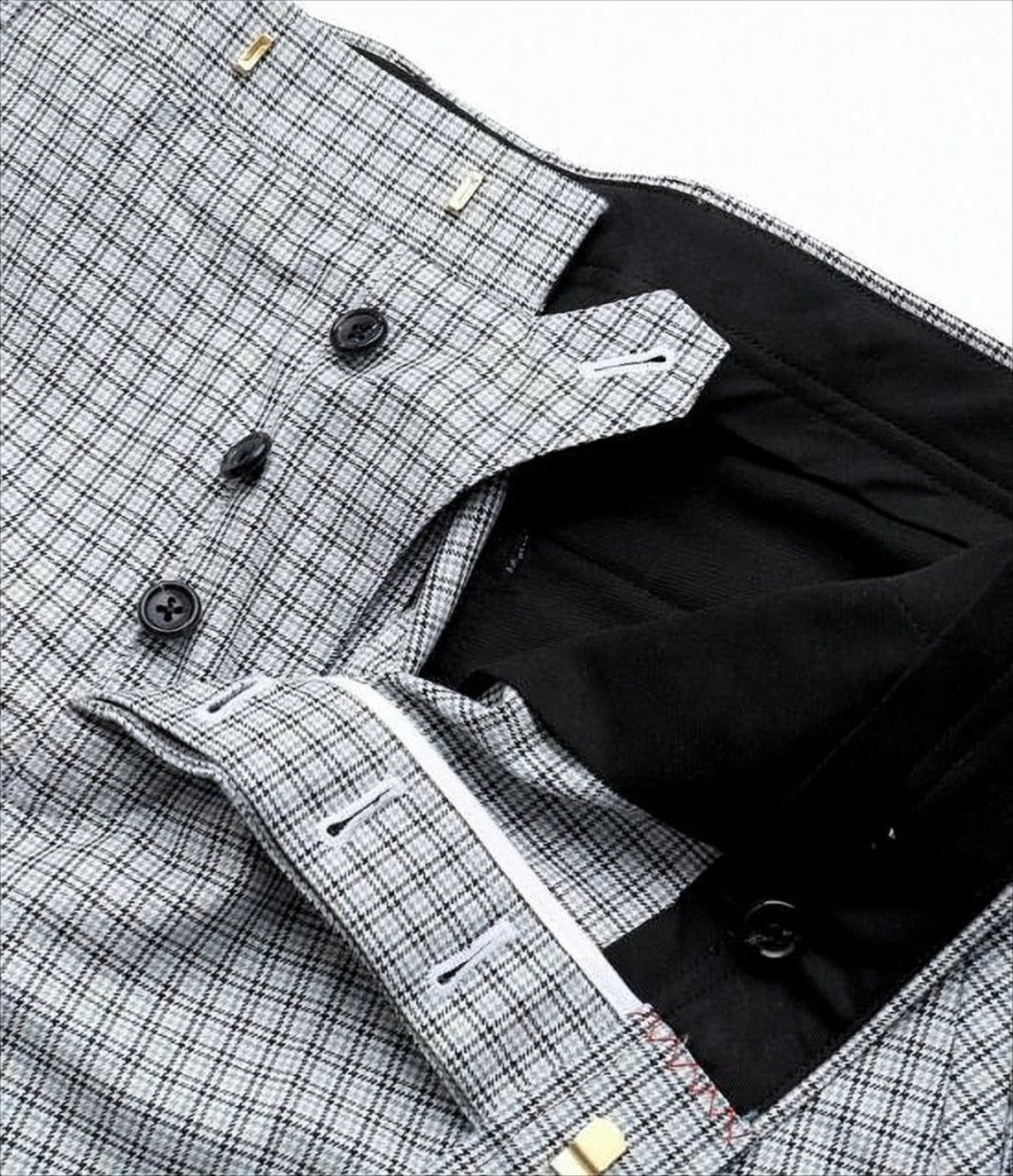 Thom Browne Tailored Grey Shorts With Subtle Checkered Pattern
