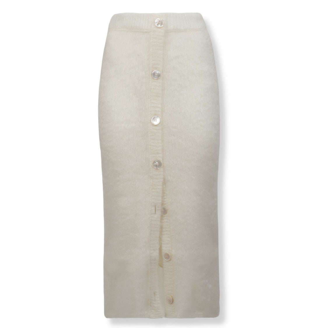 Alessandra Rich Carded Mohair Knit Midi Skirt With Button-Down Front