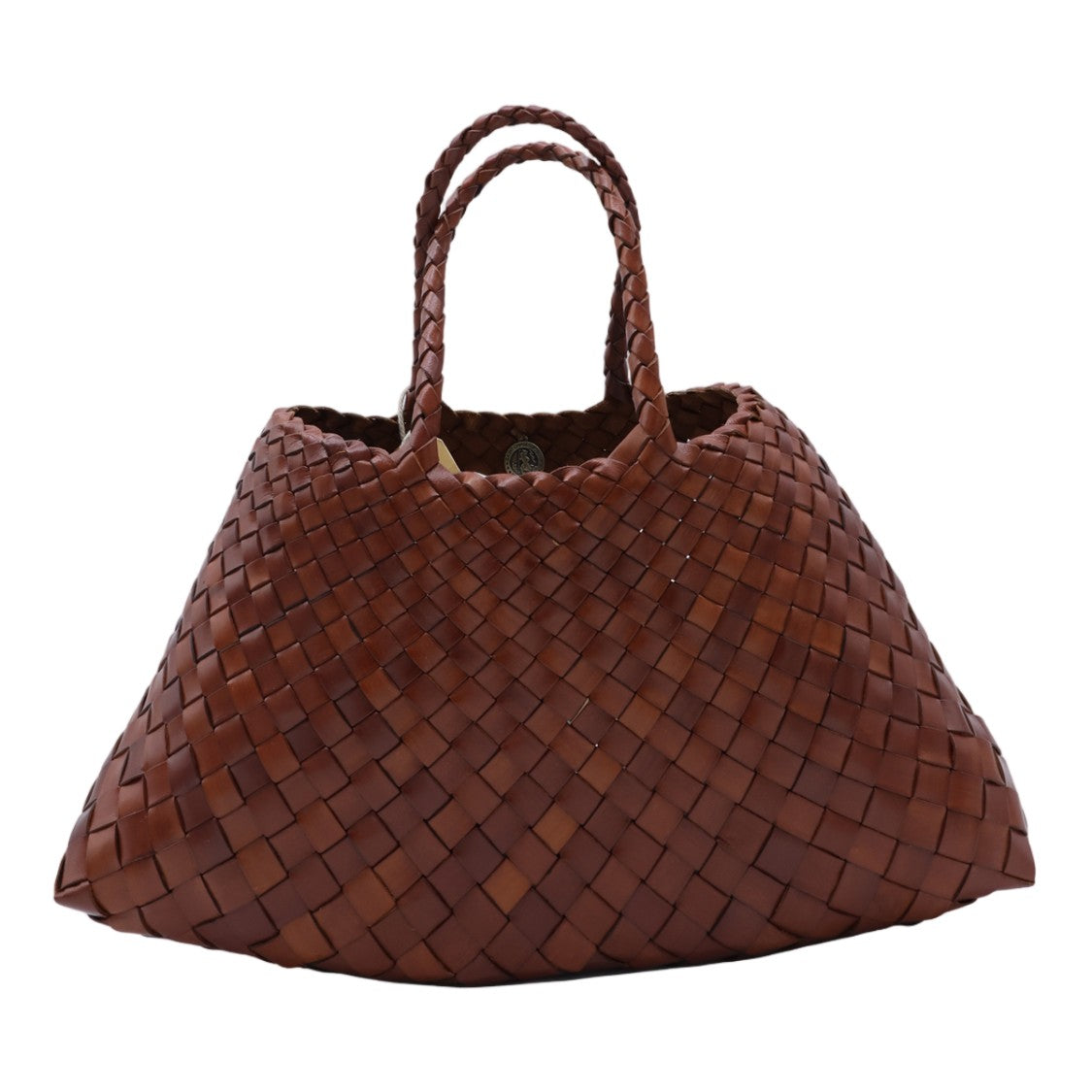 Dragon Diffusion Woven Handbag With Braided Handles And Triangular Silhouette