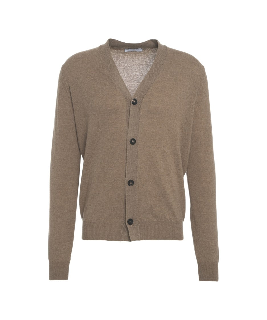 Gender V-Neck Cardigan With Timeless Button Closure And Ribbed Detailing
