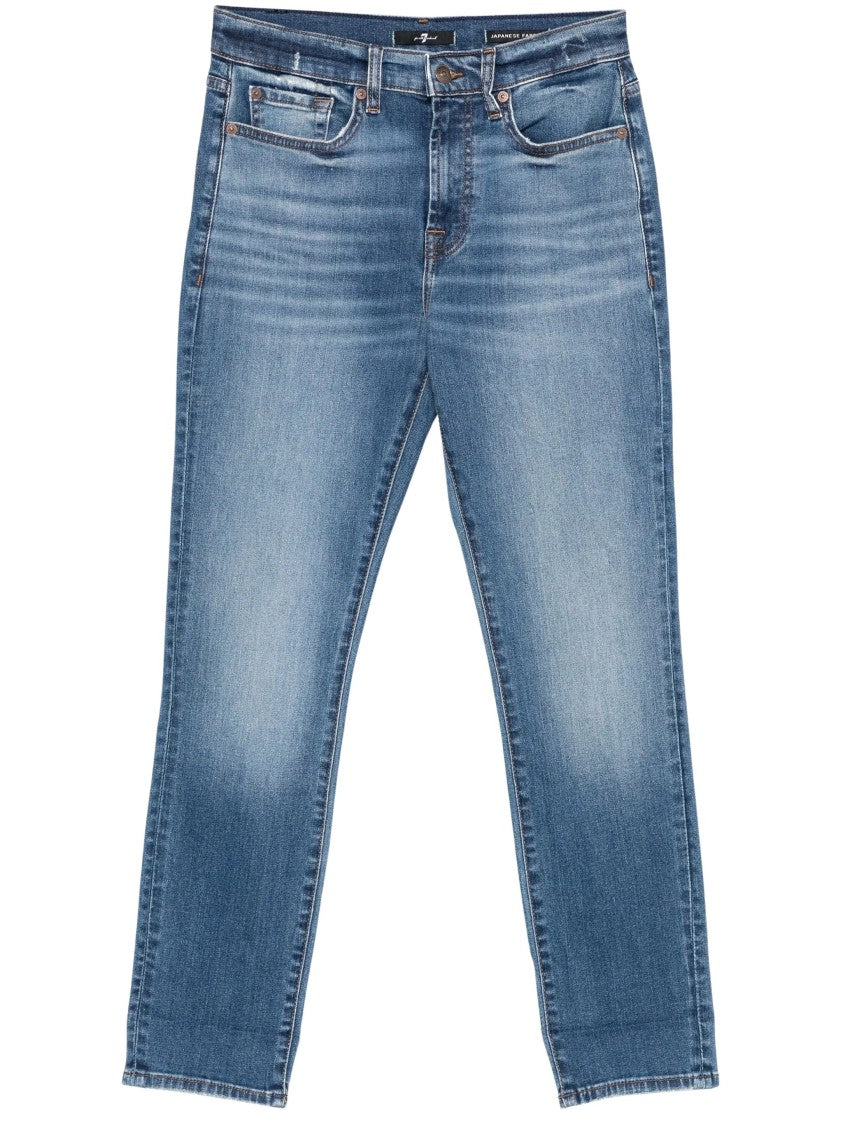 7 For All Mankind Light Wash Relaxed Skinny Jeans With Rolled Cuffs