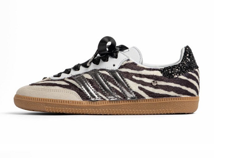 Adidas Zebra-Print Low-Top Sneakers With Metallic Accents
