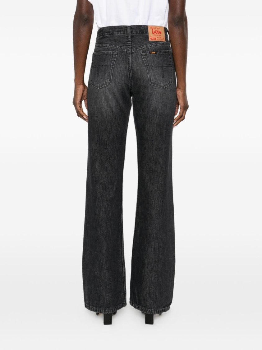 Iois High-Waisted Wide-Leg Jeans With Subtle Whiskering