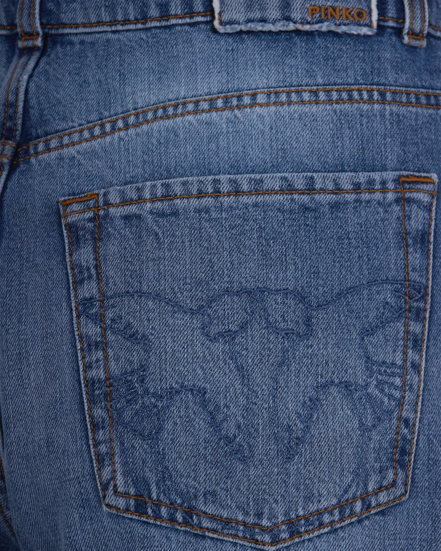 Pinko Wide Leg Jeans In Soft Denim