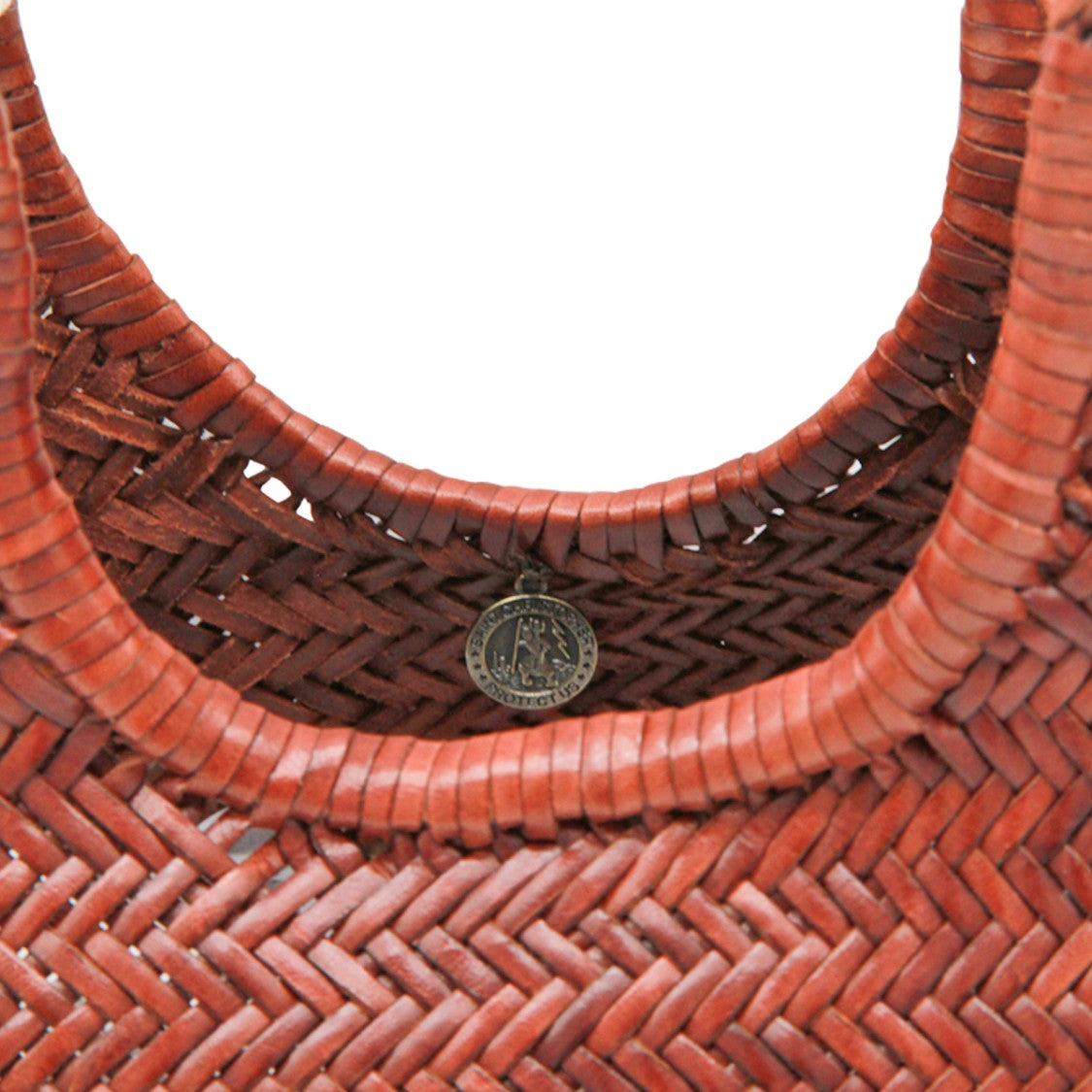 Dragon Diffusion Diagonal Woven Brown Leather Tote Bag