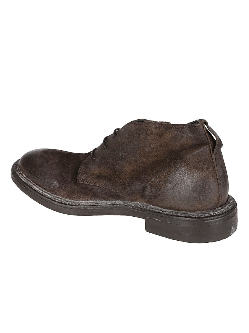 Moma Mid-Brown Calf Leather Ankle Boots With Lace-Up Detail