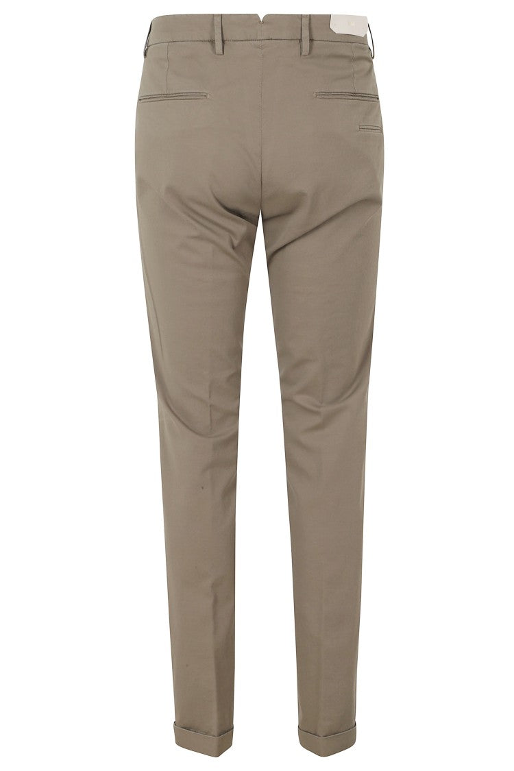 Briglia Moss Green Side Slanted Belt Loops Cotton-Blend Straight-Leg Pants