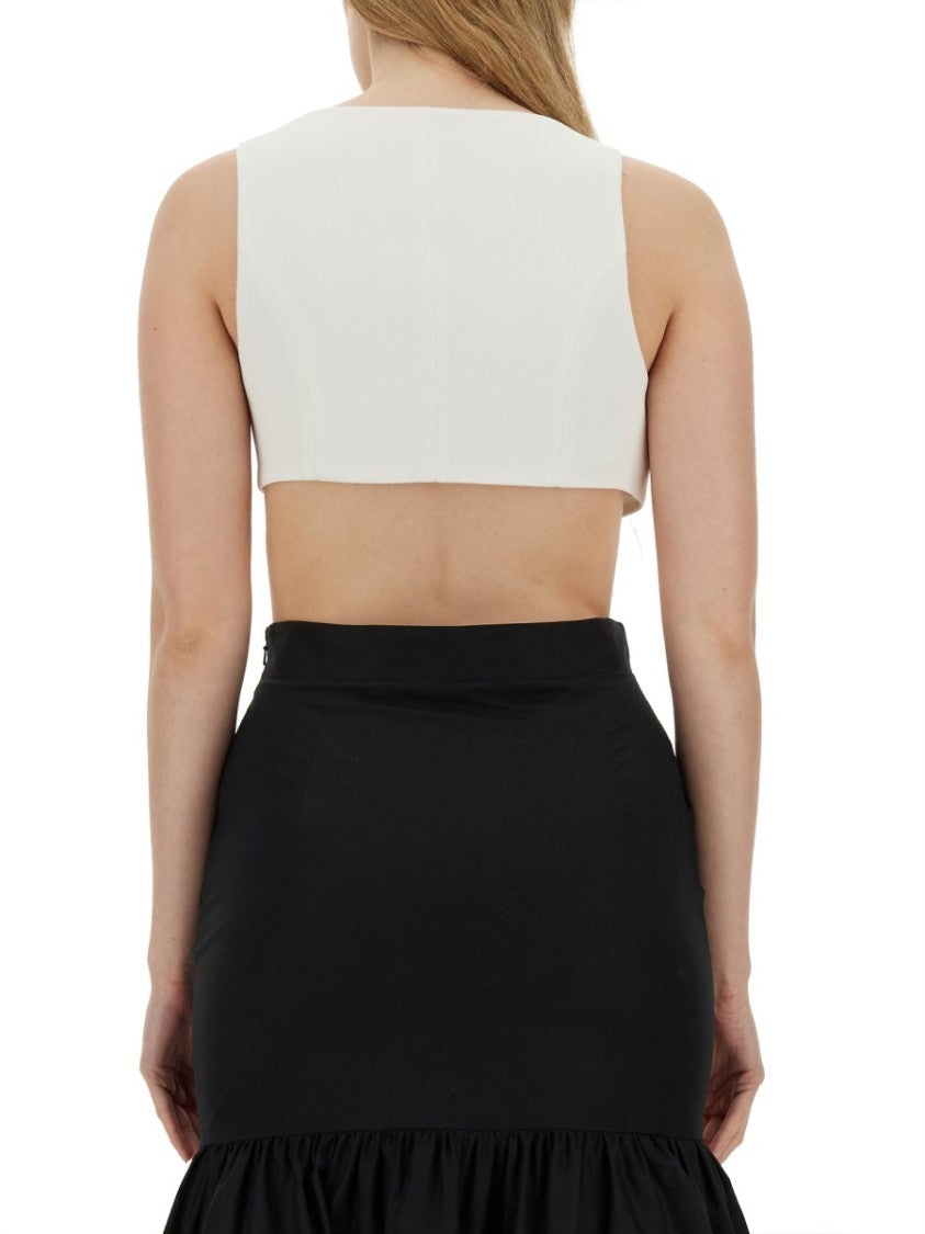 Moschino Cropped Vest With Floral Embellishment