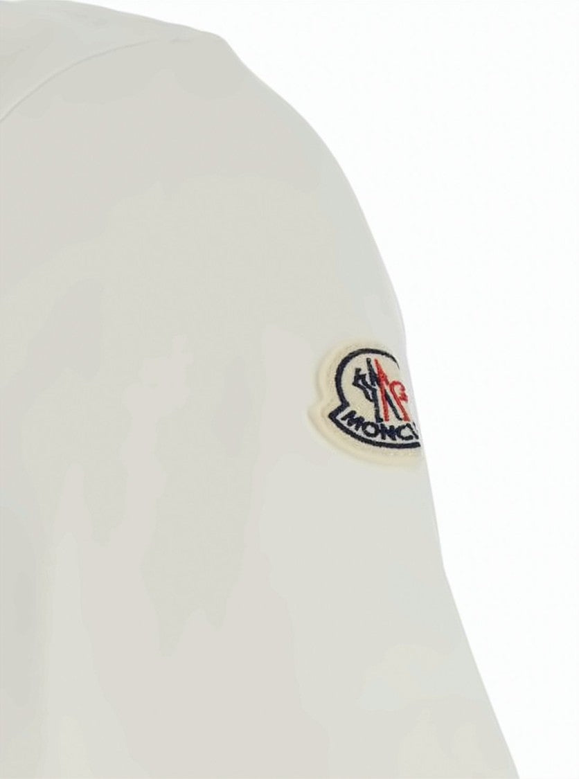 Moncler Short-Sleeved White T-Shirt With Ribbed Collar