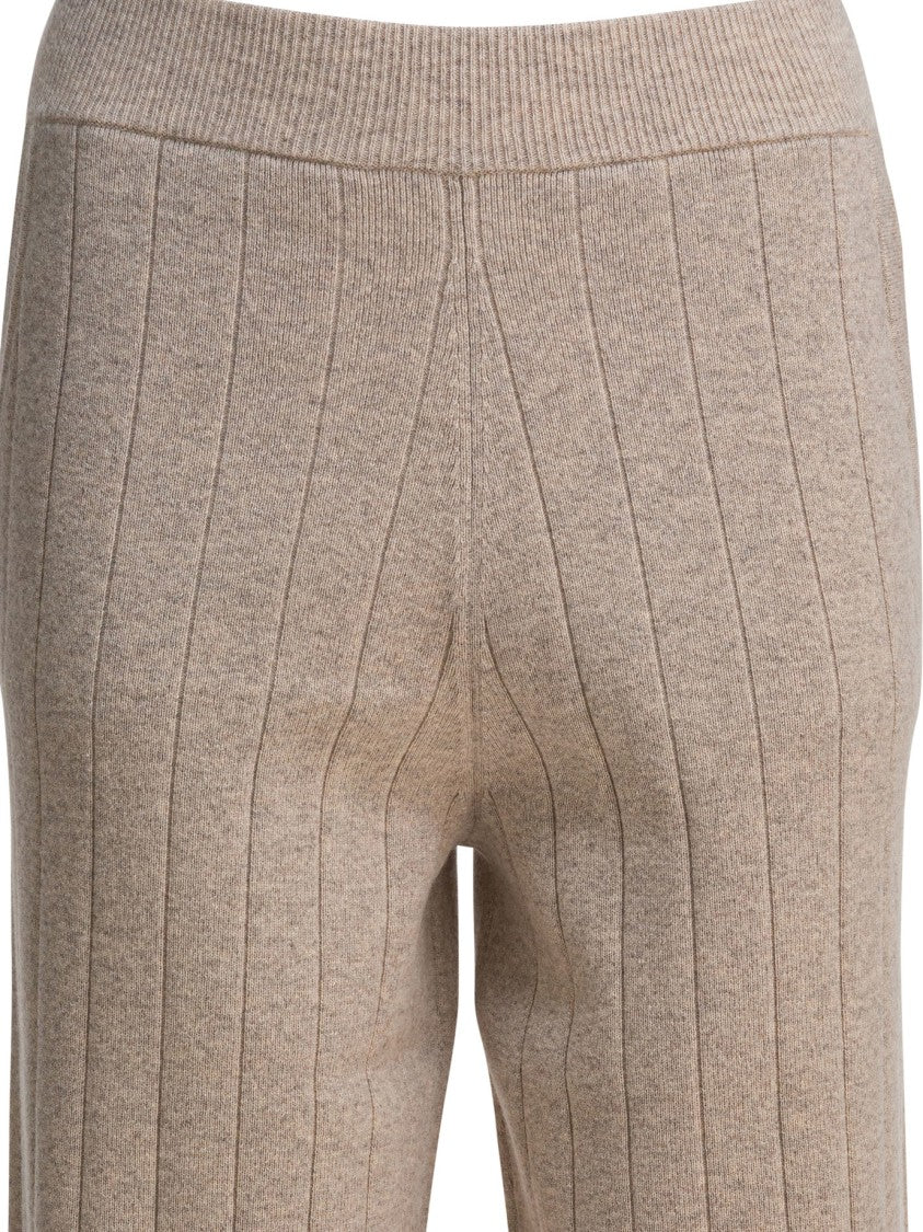 Max Mara Plush Cashmere Trousers With Ribbed Waistband