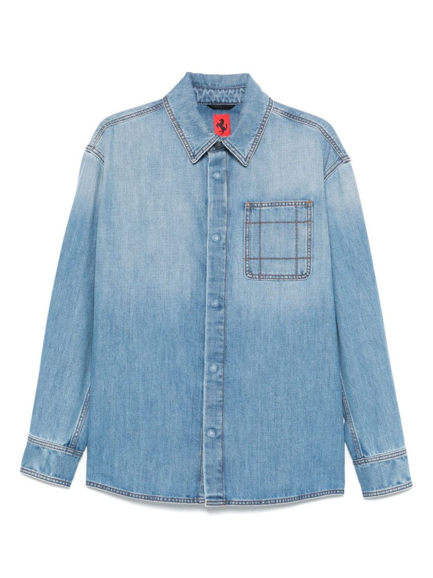Ferrari Cerulean Blue Denim Shirt