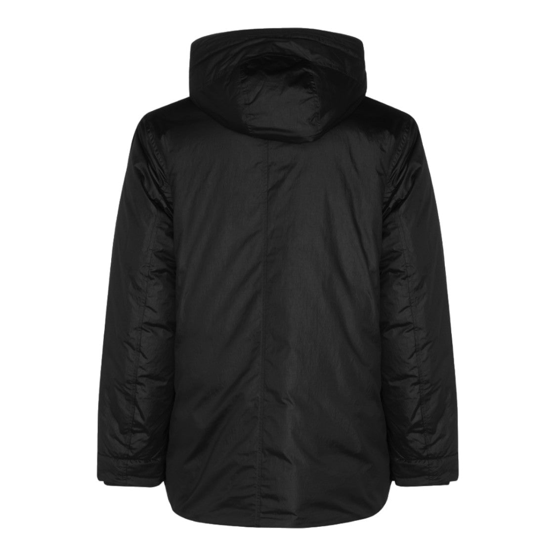 Stone Island Padded Matte Black Coat With Adjustable Cuffs