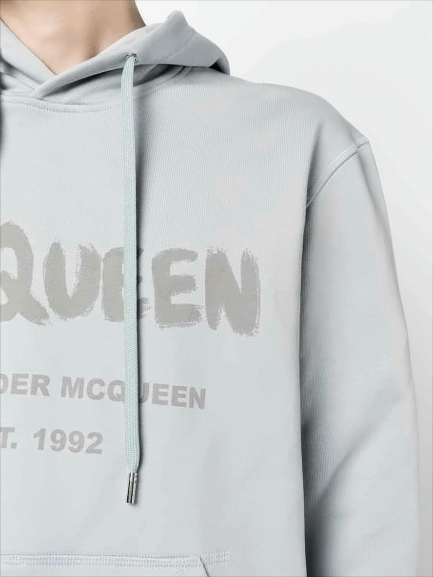 Alexander Mcqueen Relaxed Fit Cotton Hoodie With Bold Logo Detail