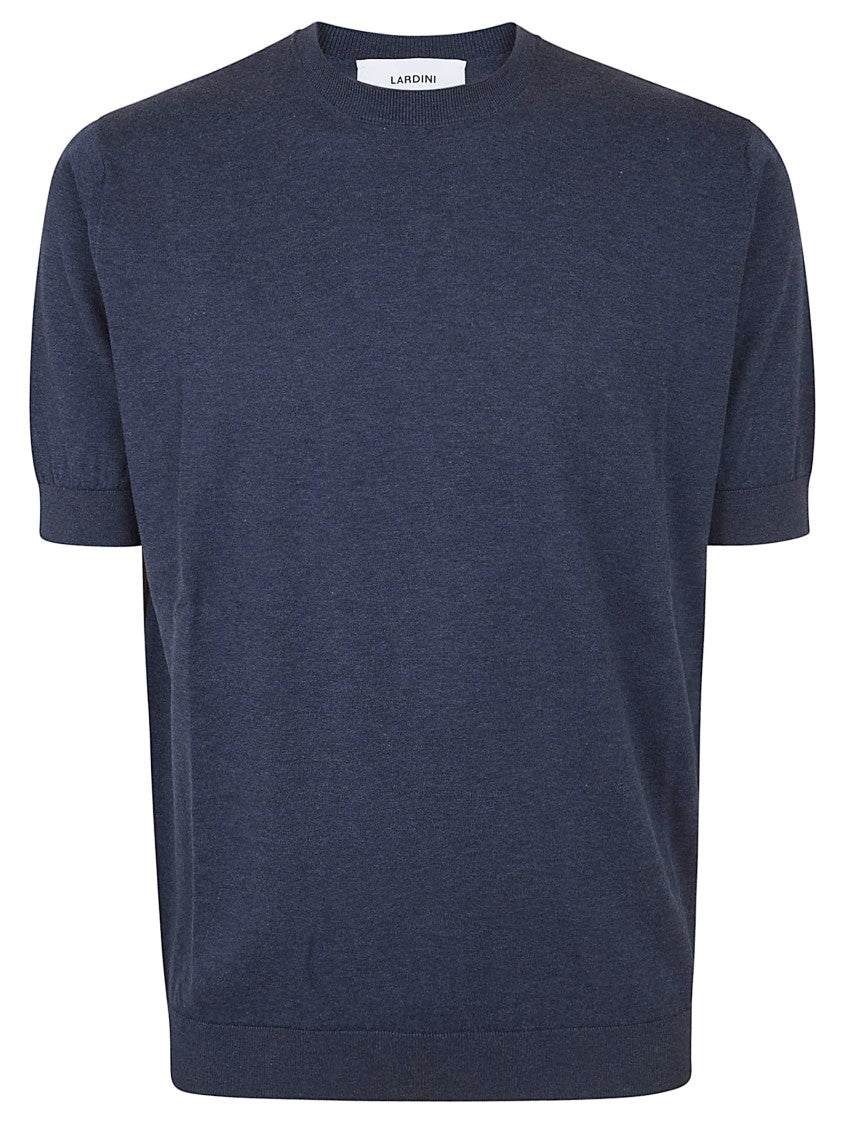Lardini Short-Sleeved Cotton Sweater With Ribbed Details