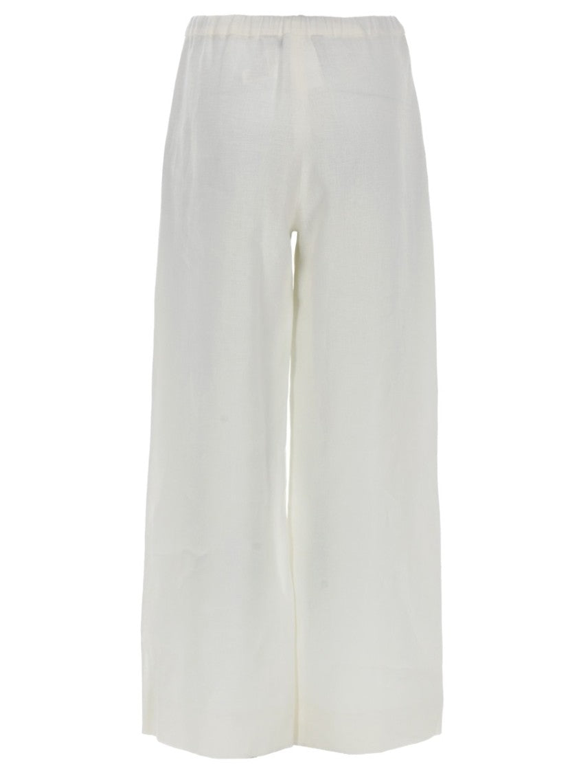 Max Mara Wide-Leg Linen Pants With Drawstring Waist And Minimalist Design