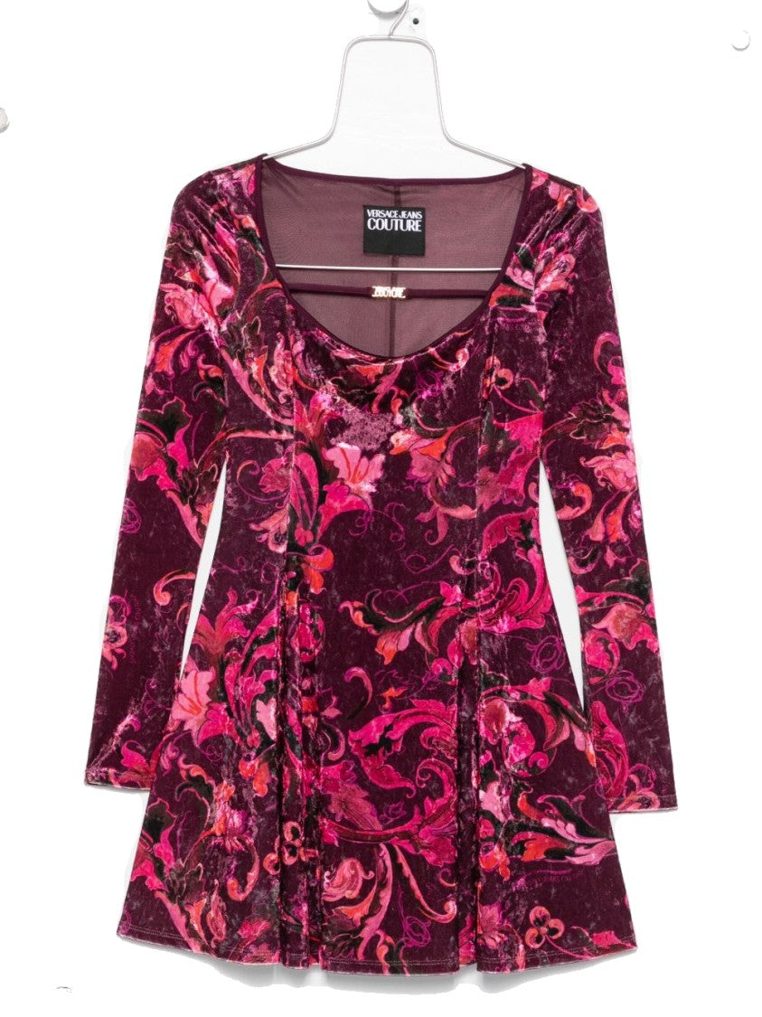 Versace Jeans Couture Rich Bordeaux Velvet Mini Dress