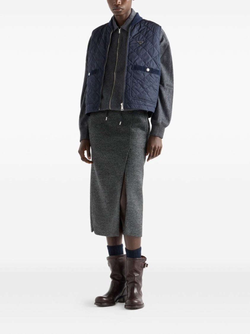 Prada Black Re-Nylon Quilted Triangle Logo Vest