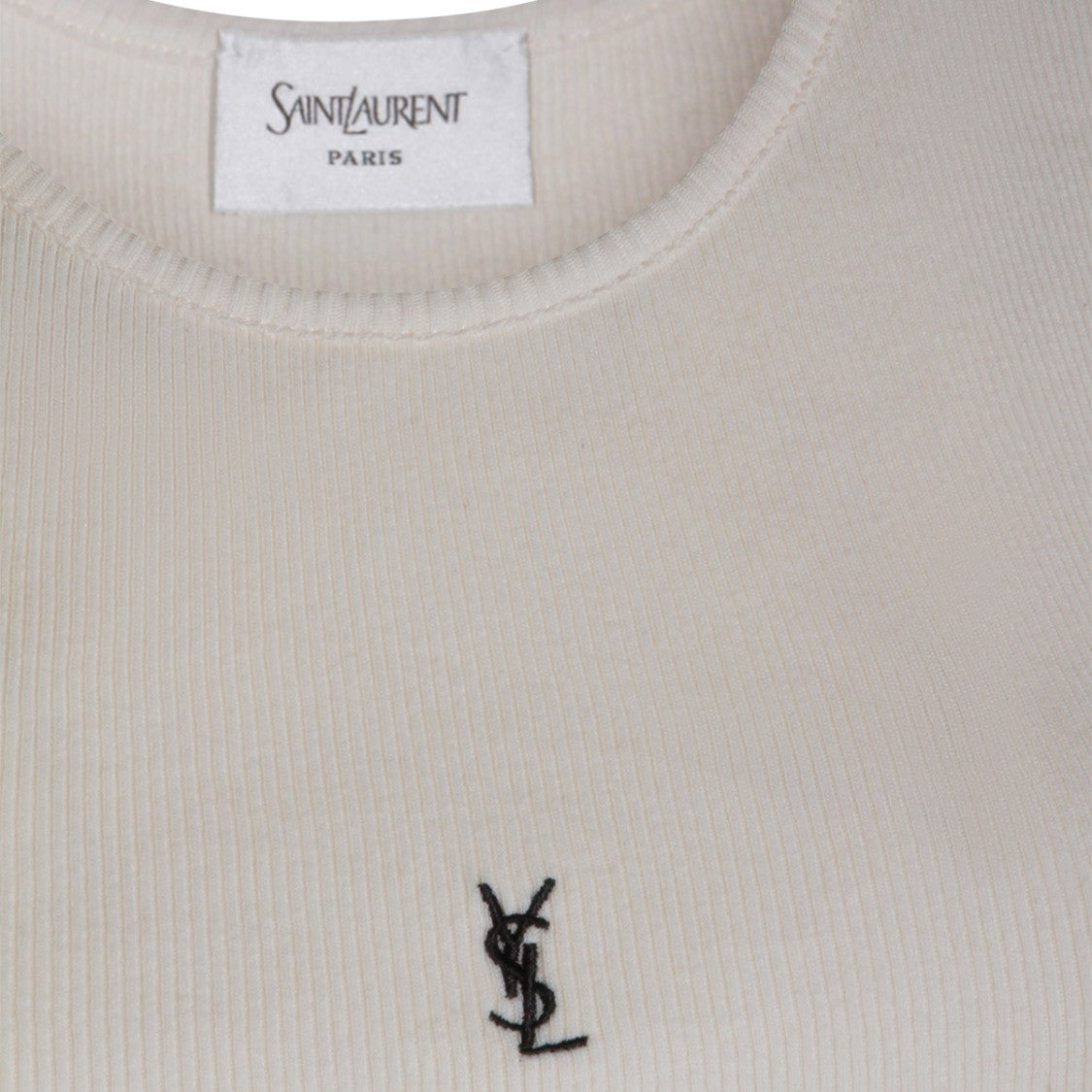 Saint Laurent Natural Cotton Logo Top