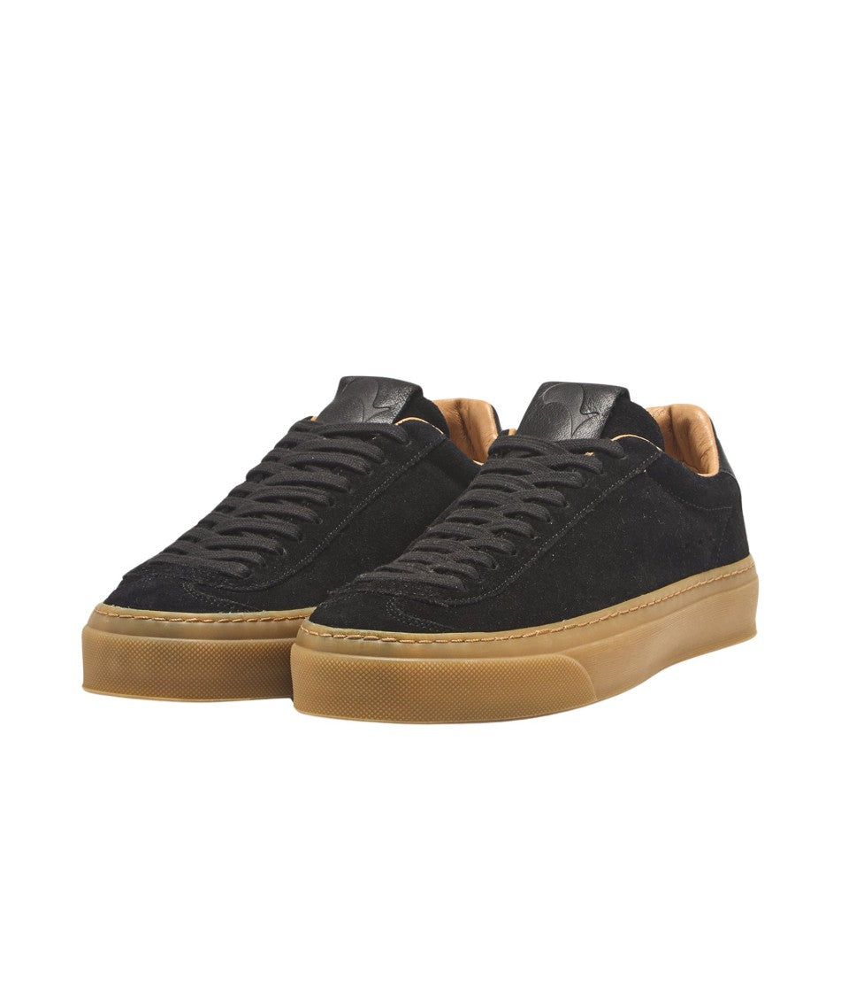 Aqua Alta Venice Black Suede Sneakers With Leather Accents