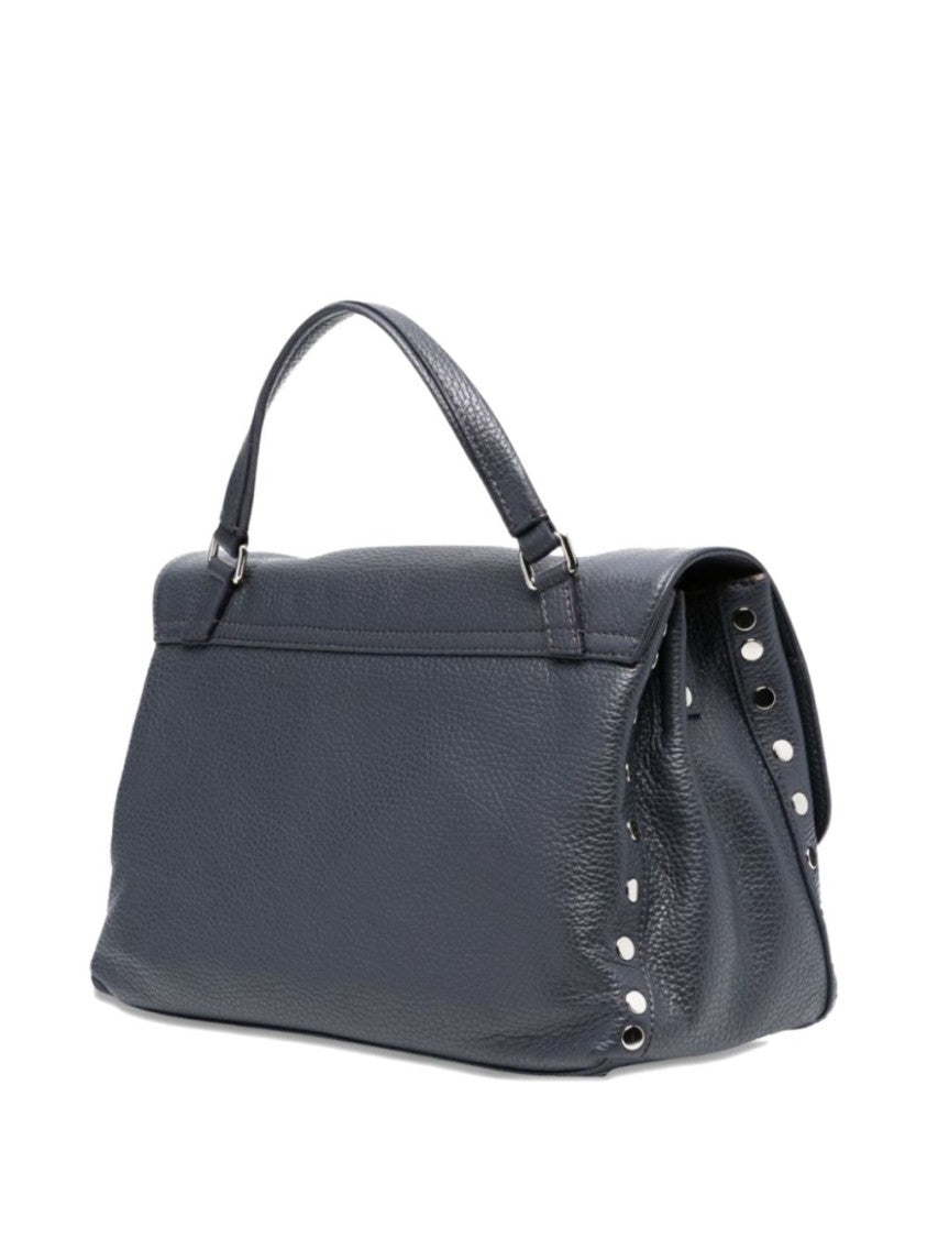 Zanellato Navy Blue Grained Texture Shoulder Bag
