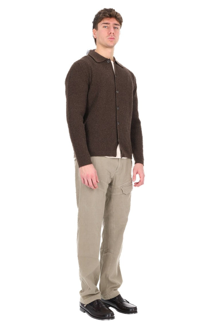 Barba Ribbed Wool Buttoned Shirt With Collar