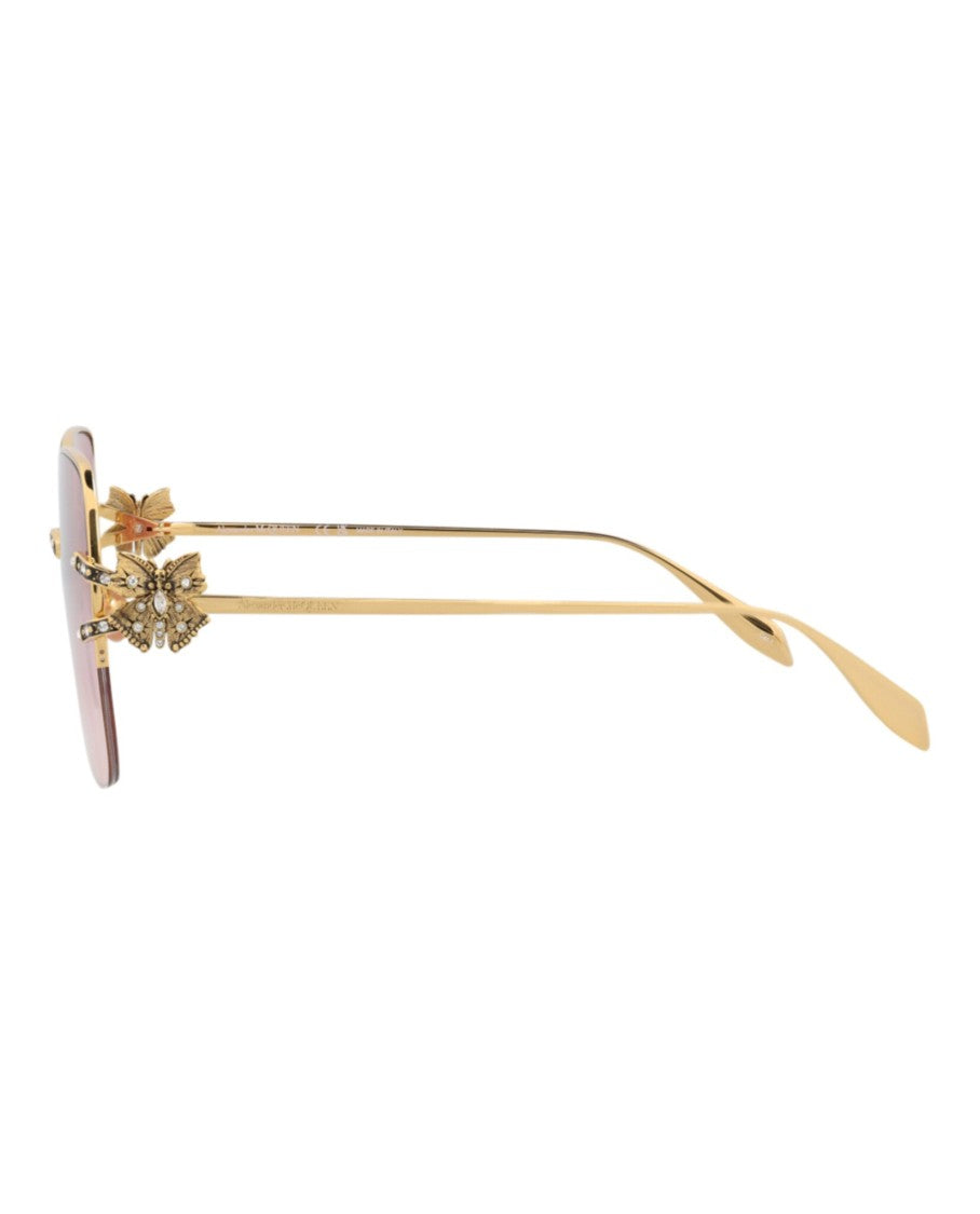 Alexander Mcqueen Square-Frame Metal Sunglasses