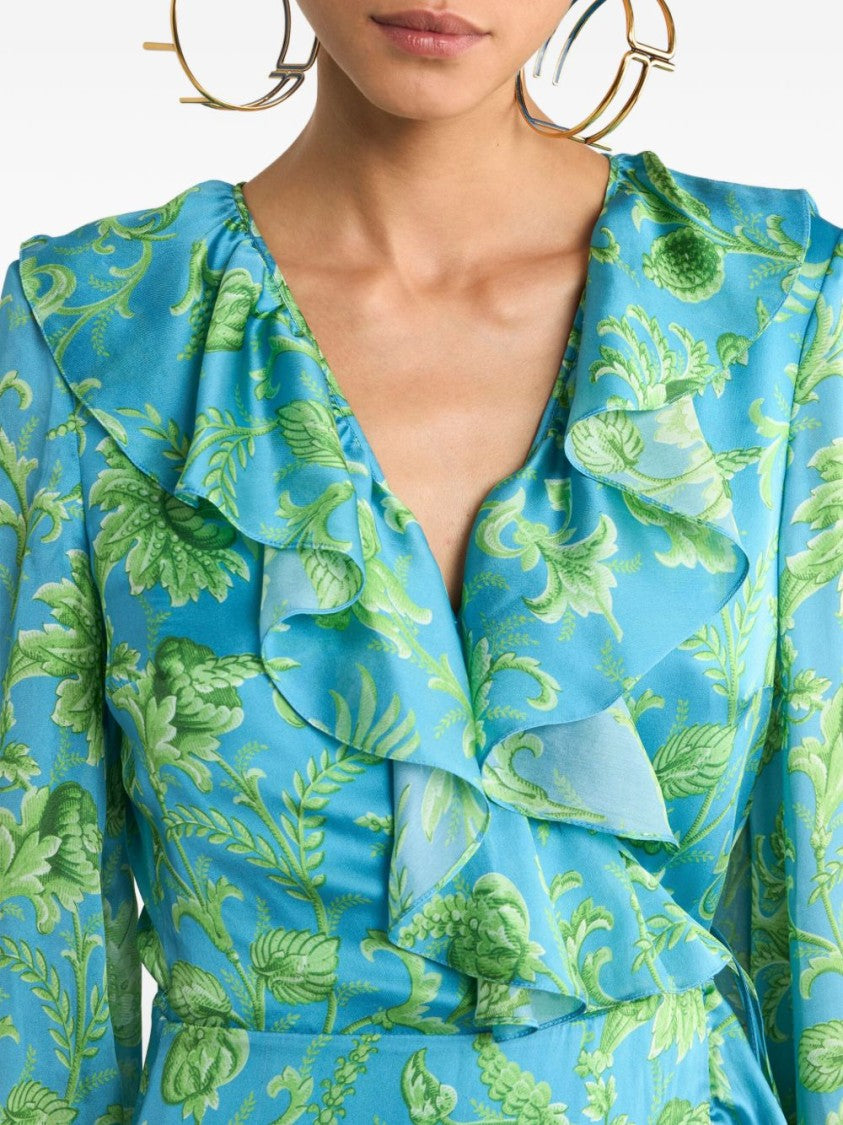 Etro Light Blue Silk Midi Dress