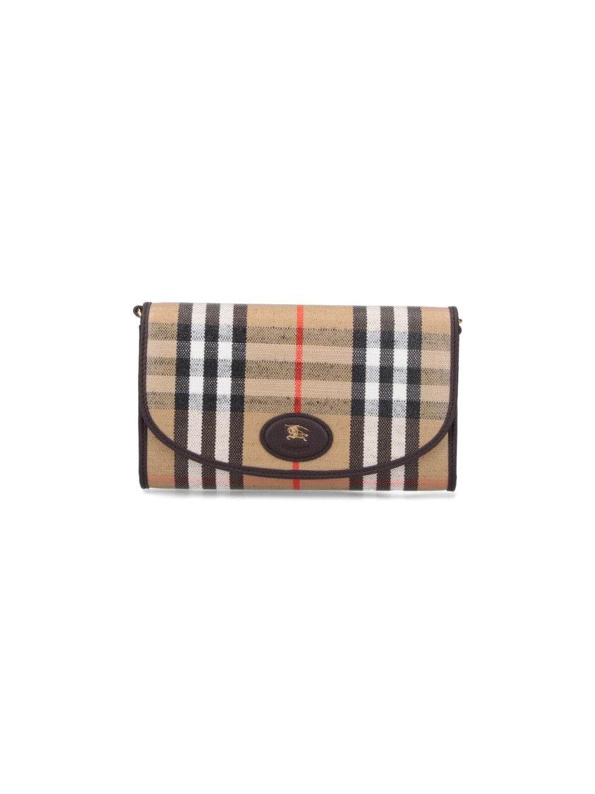 Burberry Highlands Chain Wallet With Check Motif – Beige