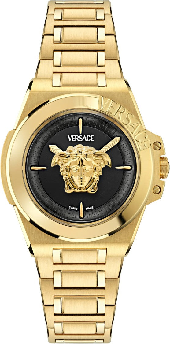Versace Greca Logo 38Mm Women's Analog Watch With Blue Leather Strap