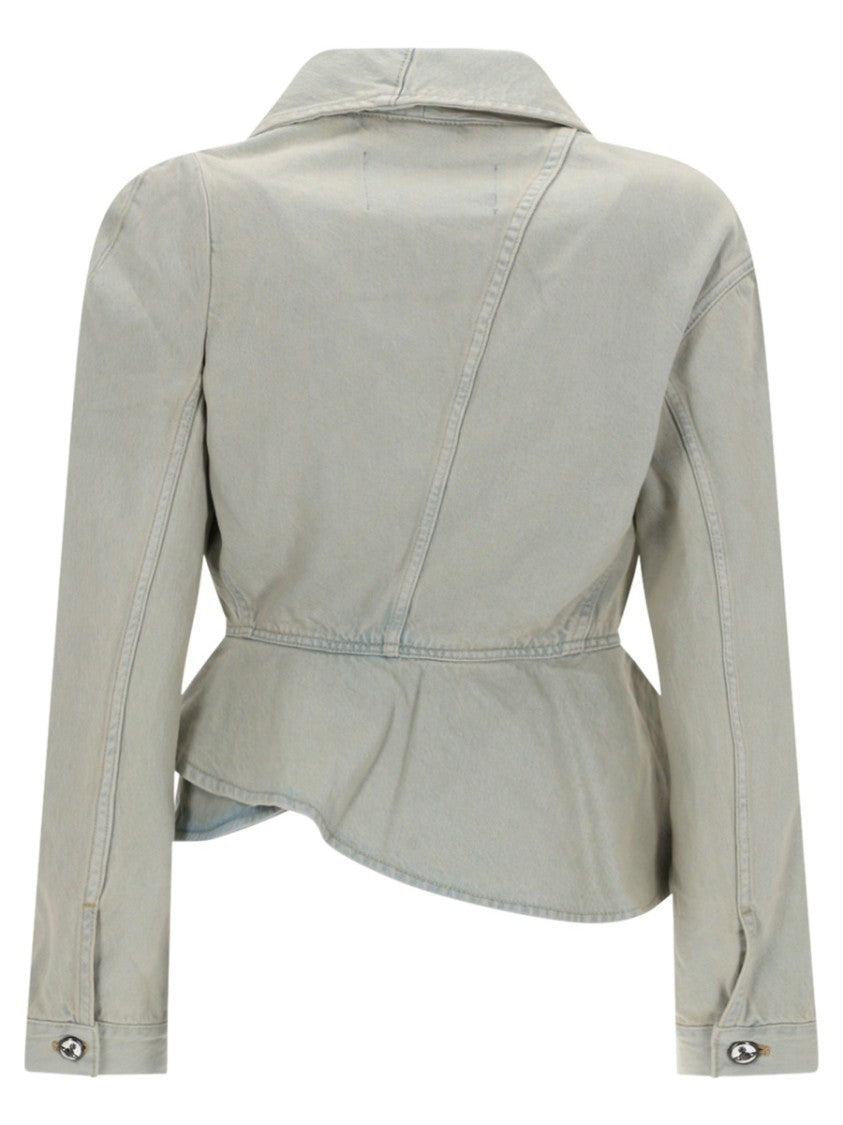Vivienne Westwood Neutrals Stormy Denim Asymmetrical Peplum Jacket