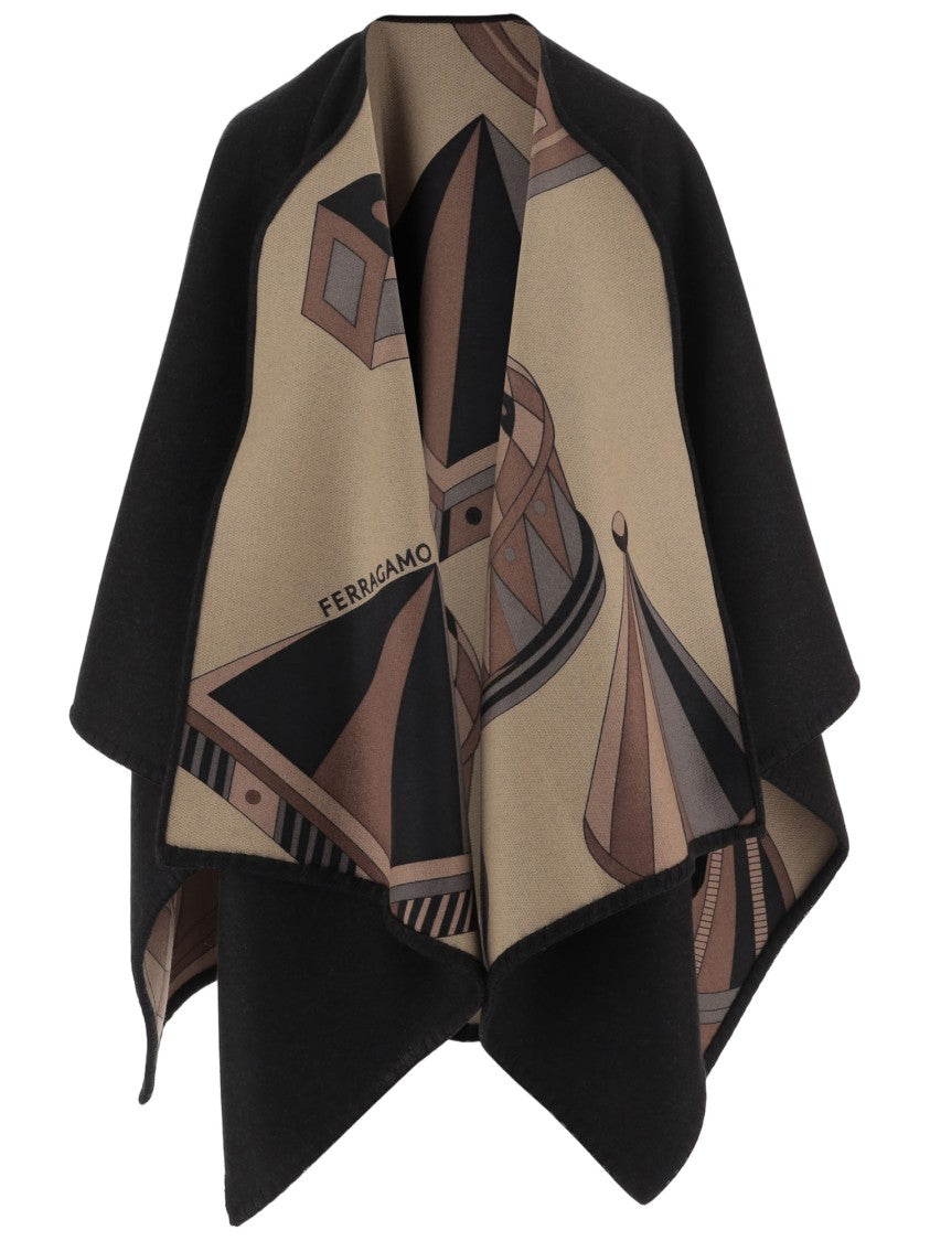 Salvatore Ferragamo Reversible Wool And Cashmere Cape