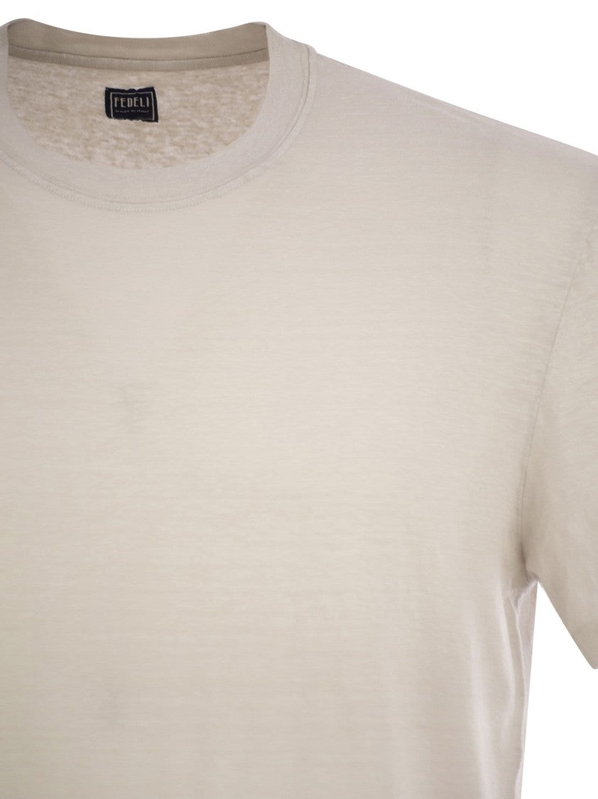 Fedeli Stretch Linen Short-Sleeved T-Shirt