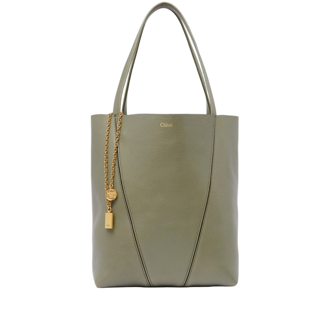 Chloé Structured Maroon Leather Spin Tote