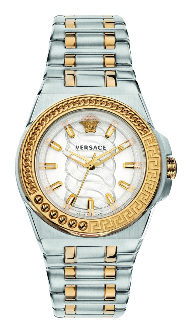 Versace Quartz Wristwatch With Silver Dial And Gold-Tone Accents