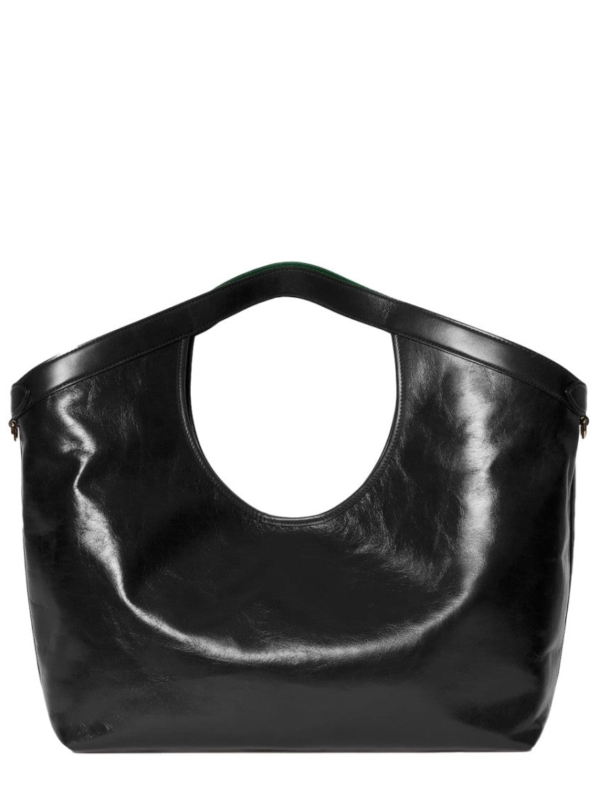 Gucci Spacious Large Shopping Bag With Glossy Calfskin Finish