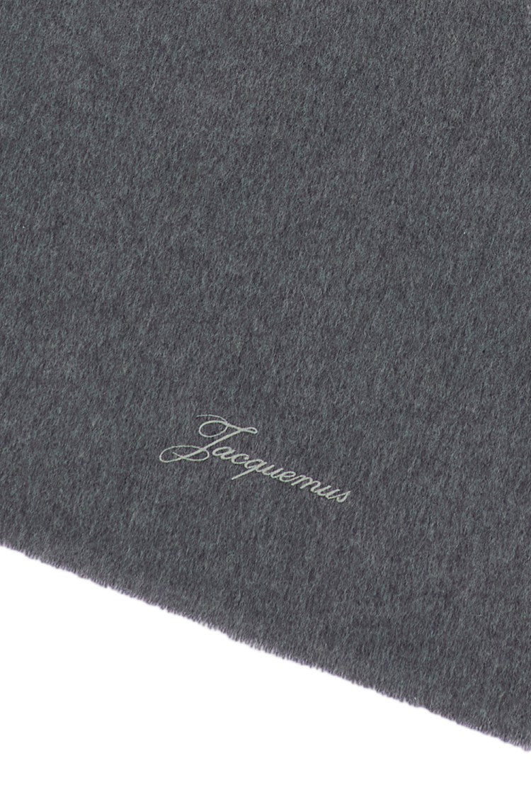 Jacquemus Grey L'echarpe Tailleur Long Fringed Wool-Cashmere Scarf