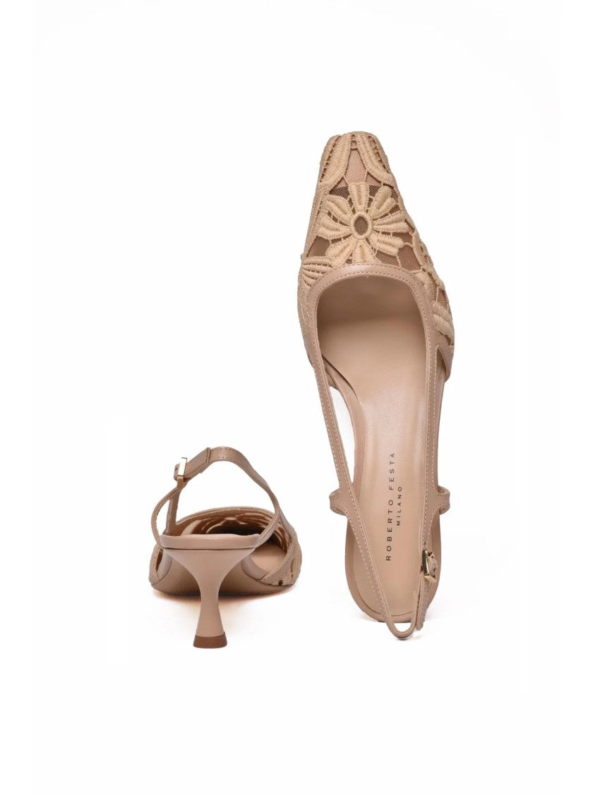 Roberto Festa Beige Other Fibers Lace Pump