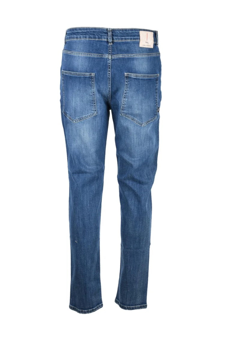 Grey Daniele Alessandrini Blue Cotton Elastane Men Jeans
