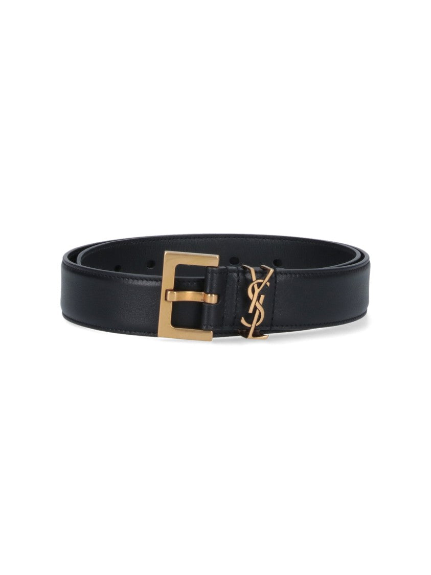 Saint Laurent Black Calf Leather Belt