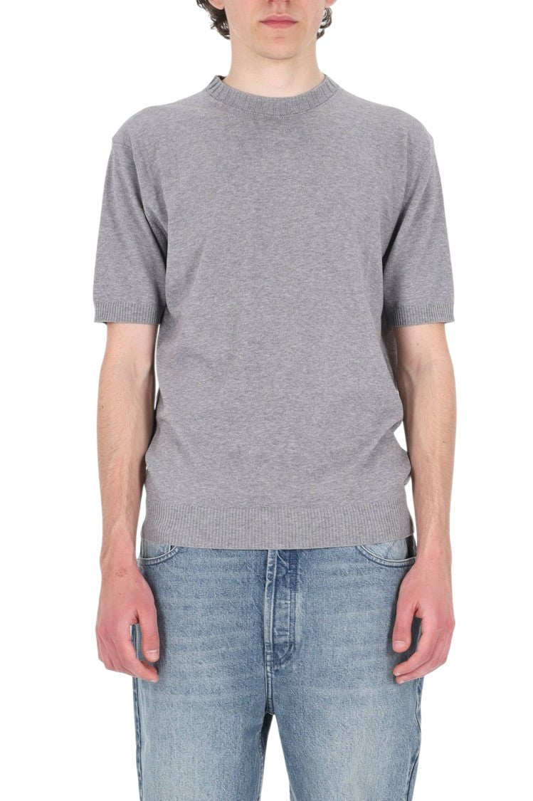 Barba Grey Cotton Knit T-Shirt